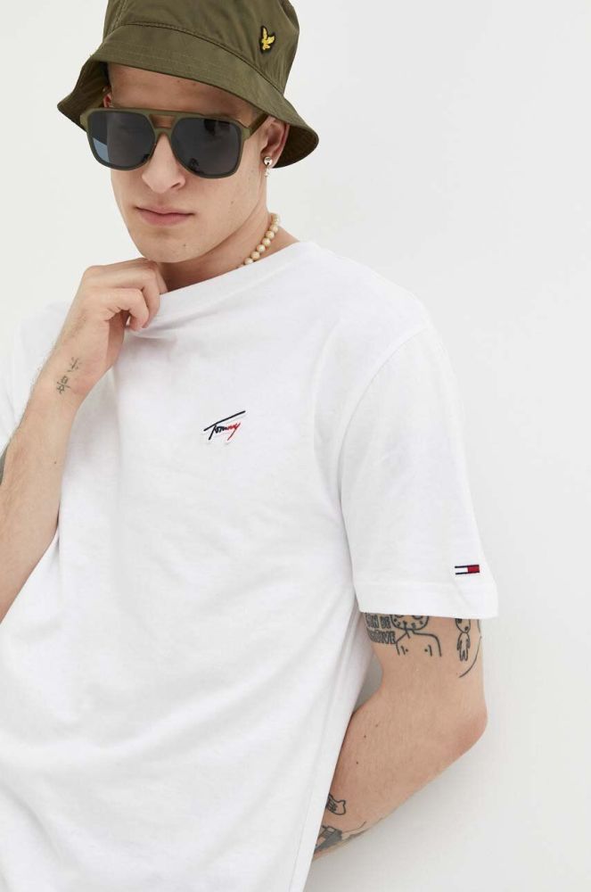 Бавовняна футболка Tommy Jeans колір білий однотонний (3246992)