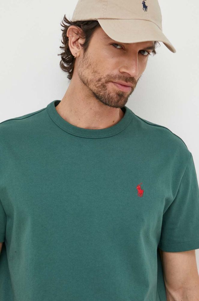 Бавовняна футболка Polo Ralph Lauren колір зелений однотонний (3260188)