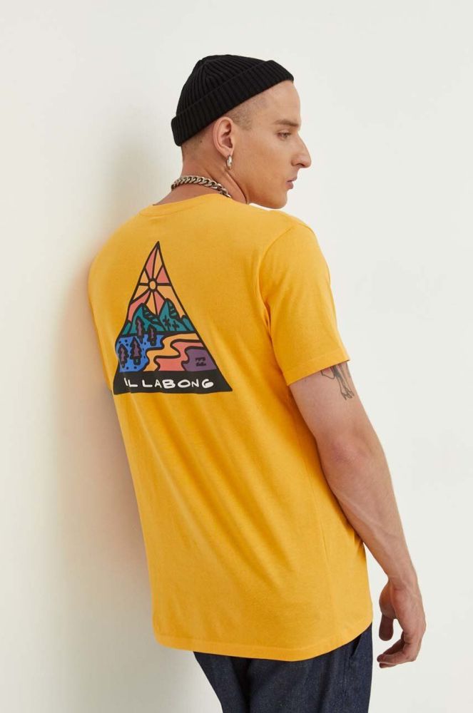 Бавовняна футболка Billabong колір жовтий з принтом (3451988)
