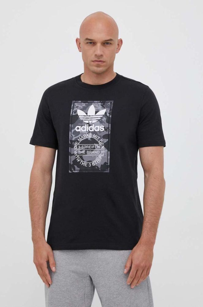 Бавовняна футболка adidas Originals колір чорний з принтом (3363636)