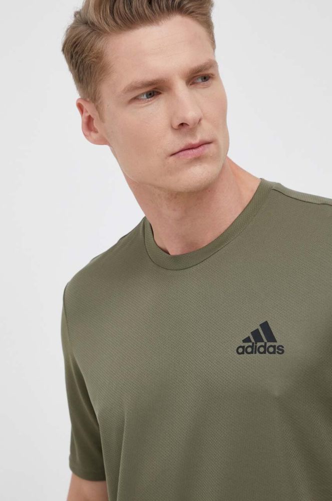 Тренувальна футболка adidas Performance Designed For Move колір зелений однотонна