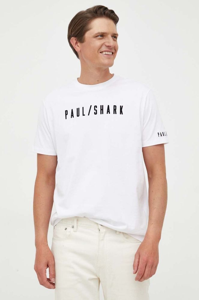 Бавовняна футболка Paul&Shark колір білий з аплікацією (3370644)