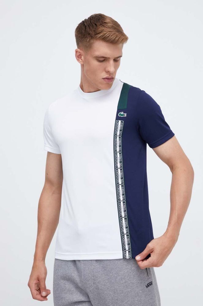 Футболка Lacoste чоловічий колір білий візерунок
