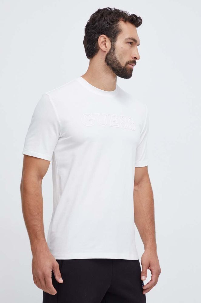 Футболка Guess чоловічий колір сірий з аплікацією (3565035)
