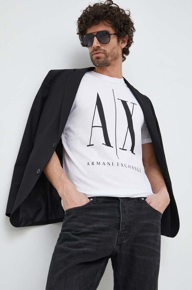 Бавовняна футболка Armani Exchange Колір білий з принтом колір білий