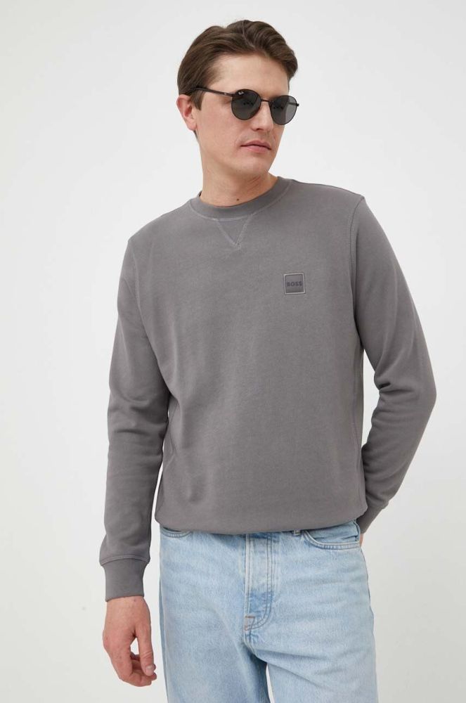Бавовняна кофта BOSS BOSS CASUAL чоловіча колір чорний з аплікацією (3011905)