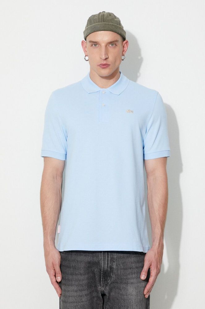 Бавовняне поло Lacoste однотонний PH2760-001 колір блакитний