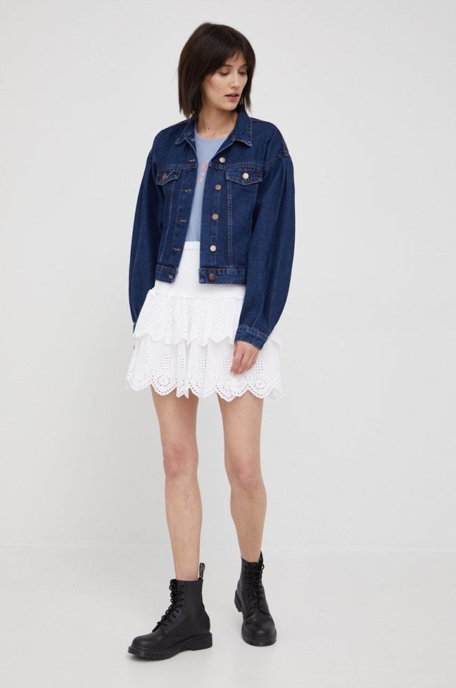 Бавовняна спідниця Pepe Jeans Isolda колір білий mini розкльошена