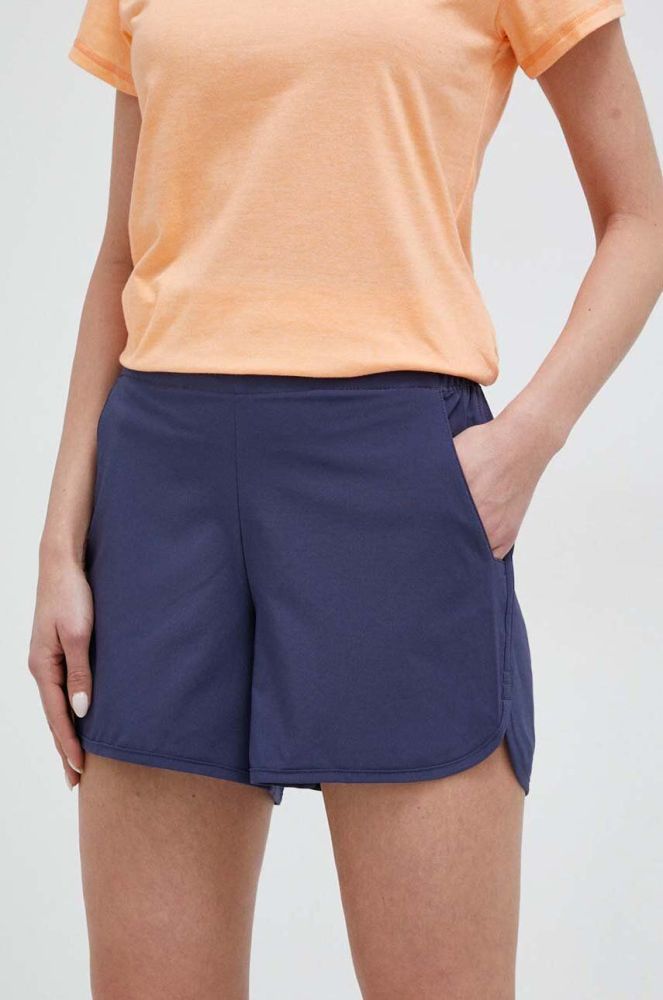 Шорти outdoor Columbia Pleasant Creek жіночі колір синій однотонні висока посадка (3049766)