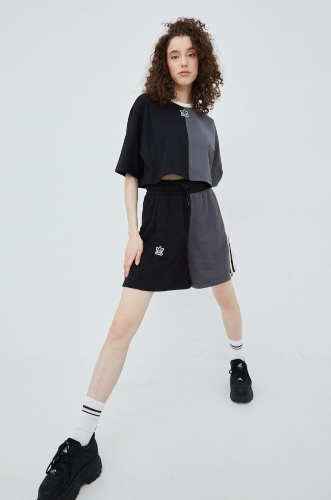 Шорти adidas Originals HT5975 жіночі колір чорний візерунок висока посадка