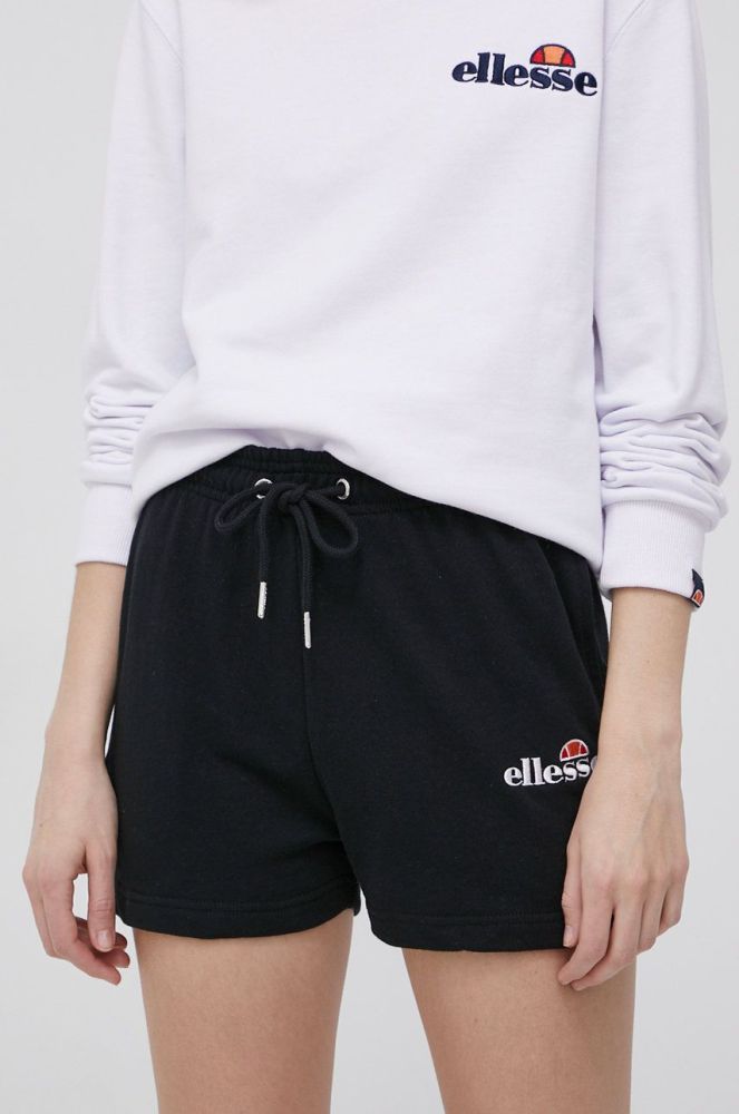 Шорти Ellesse жіночі колір чорний з аплікацією висока посадка SGM14190-GREYMA