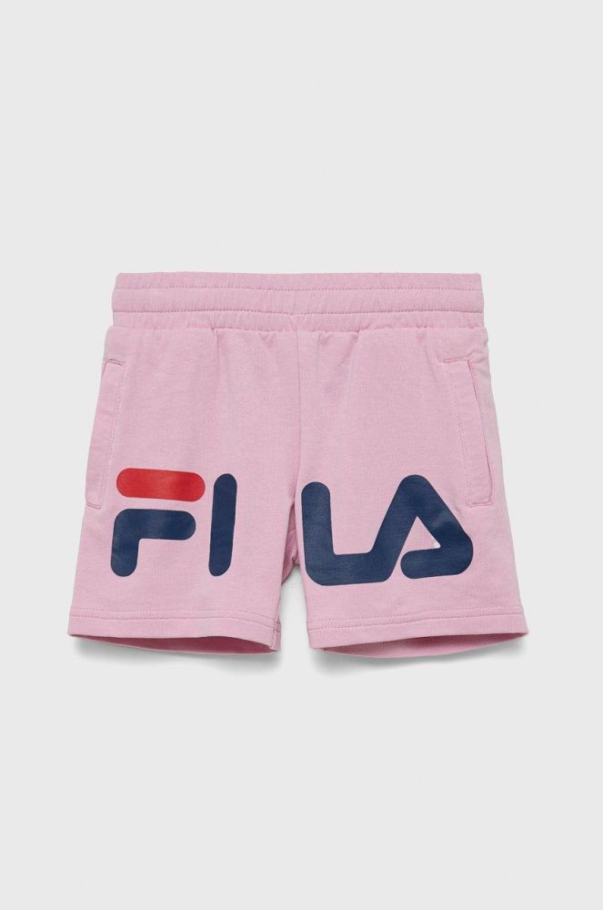Дитячі шорти Fila колір рожевий з принтом регульована талія