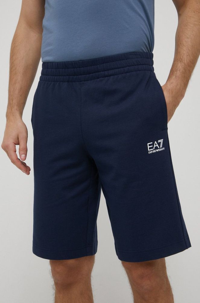 Бавовняні шорти EA7 Emporio Armani чоловічі колір синій