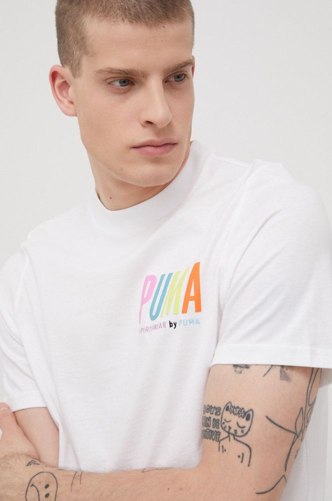 Бавовняна футболка Puma 533623 колір білий з аплікацією 533623-01