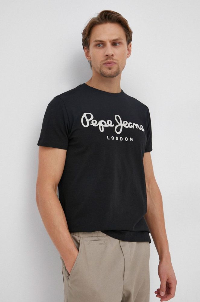 Футболка Pepe Jeans Original чоловіча колір чорний з принтом