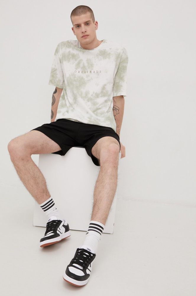 Бавовняна футболка Jack & Jones колір зелений візерунок