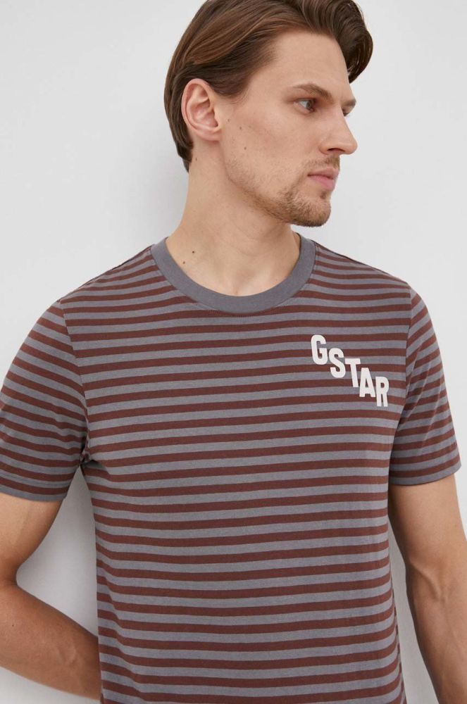 Бавовняна футболка G-Star Raw колір сірий візерунок