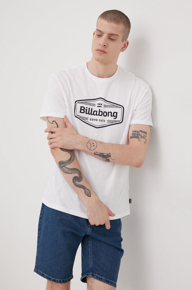 Бавовняна футболка Billabong колір білий з принтом (2340049)