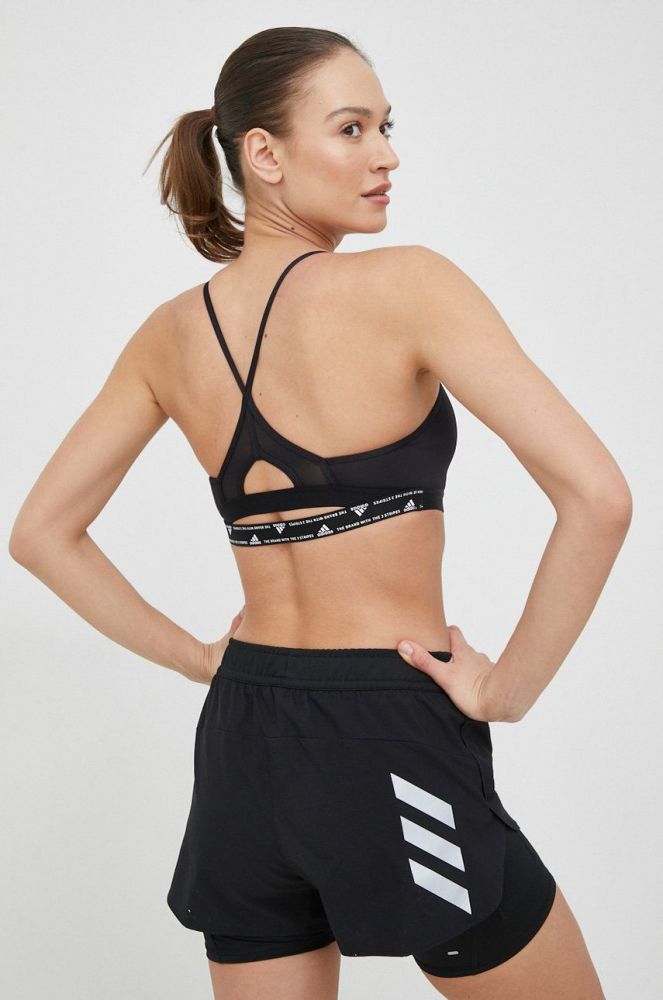 Бюстгальтер для йоги adidas Performance Aeroreact колір чорний однотонний