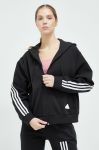 Кофта adidas жіноча колір чорний з капюшоном з аплікацією (2999844)