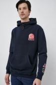 Кофта BOSS BOSS ORANGE чоловіча колір синій з капюшоном з принтом