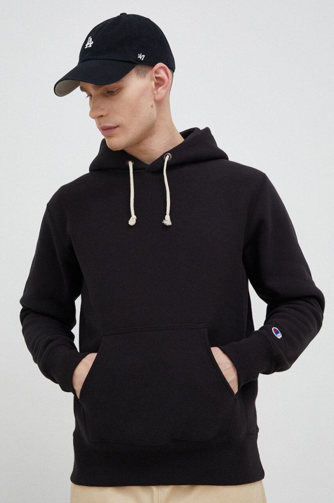 Кофта Champion чоловіча колір чорний з капюшоном меланж