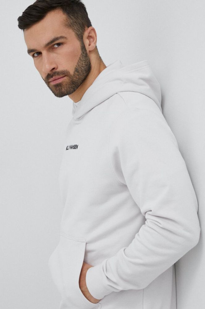 Кофта Helly Hansen чоловіча колір сірий з капюшоном з аплікацією 53924-699