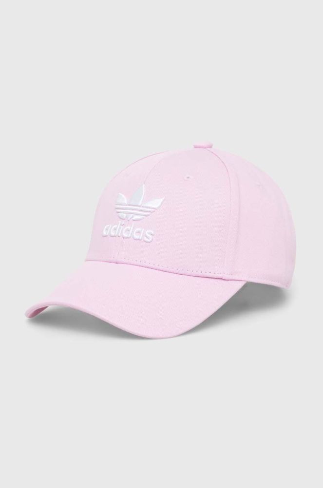 Бавовняна бейсболка adidas Originals колір рожевий з аплікацією