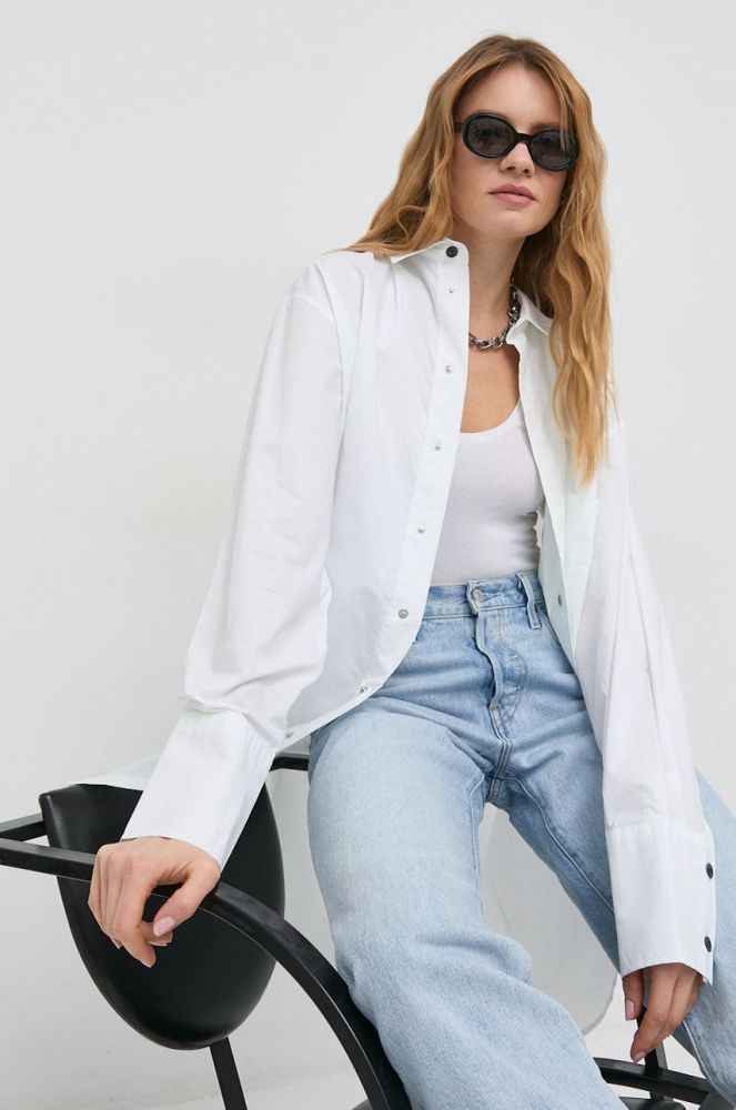Бавовняна сорочка G-Star Raw жіноча колір зелений relaxed класичний комір