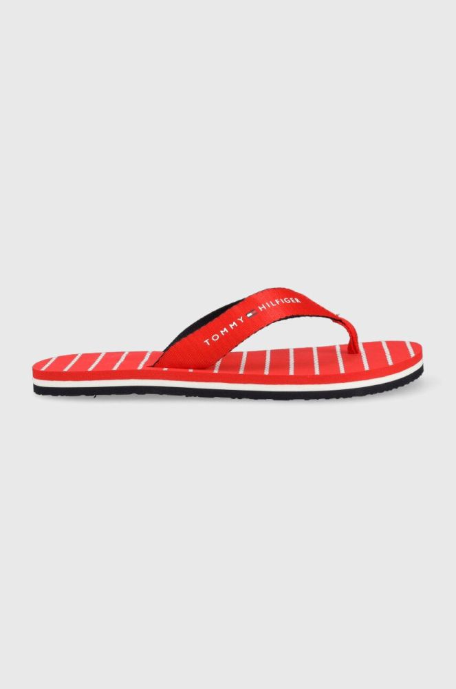 В'єтнамки Tommy Hilfiger TOMMY ESSENTIAL ROPE SANDAL жіночі колір червоний на плоскому ходу FW0FW07142