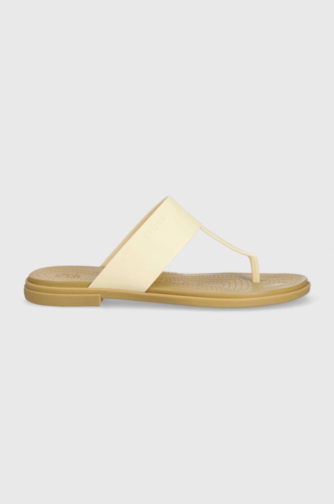 В'єтнамки Crocs Tulum Flip жіночі колір бежевий на плоскому ходу 206752