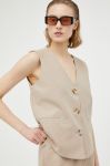 Жилетка з домішкою льону R?sum? колір бежевий однобортний