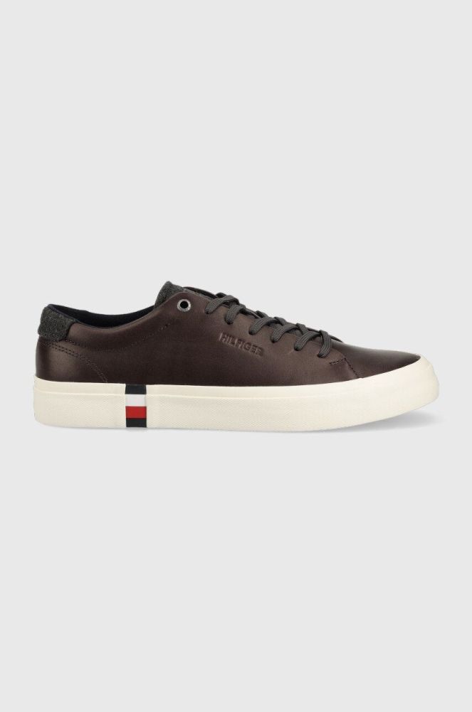Шкіряні кросівки Tommy Hilfiger колір коричневий