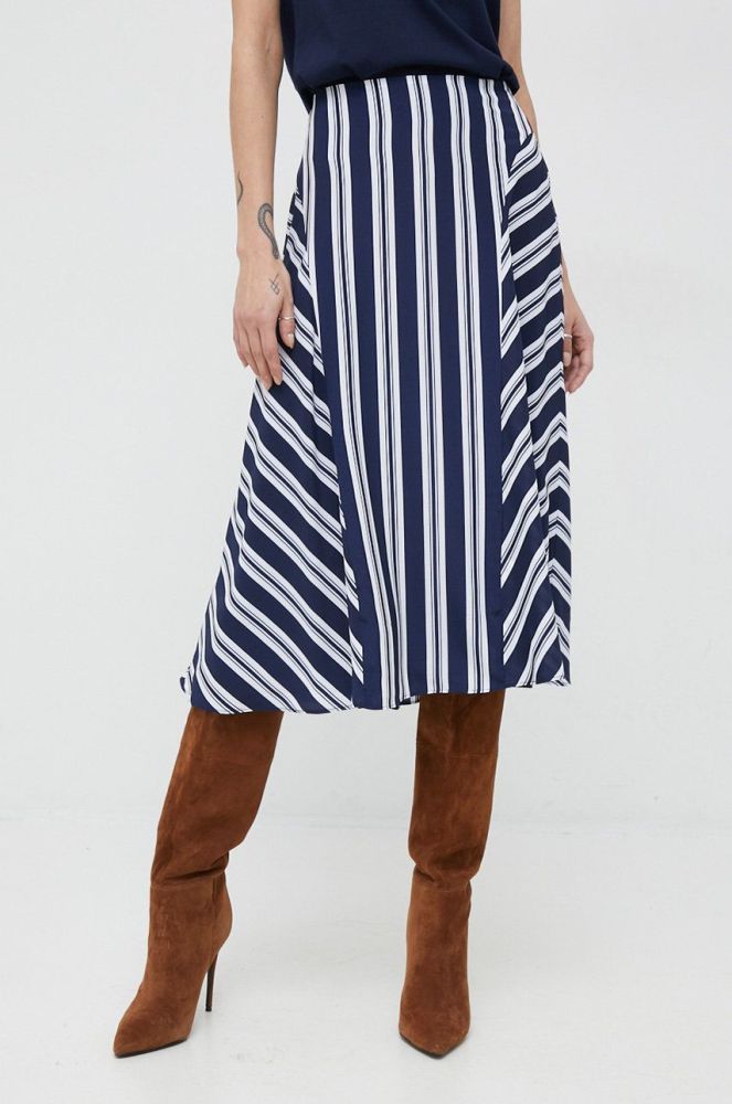 Спідниця Lauren Ralph Lauren колір синій midi розкльошена (2893796)