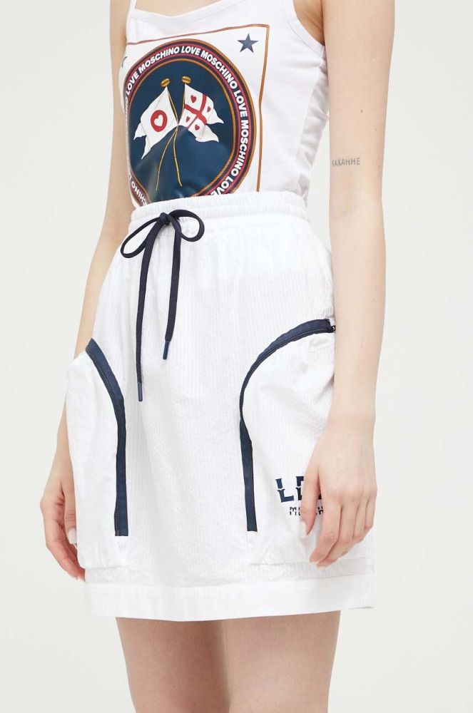 Спідниця Love Moschino колір білий mini пряма