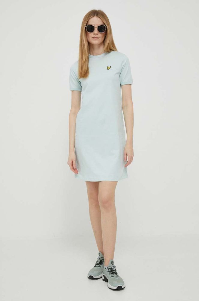 Бавовняна сукня Lyle & Scott колір бірюзовий mini пряма