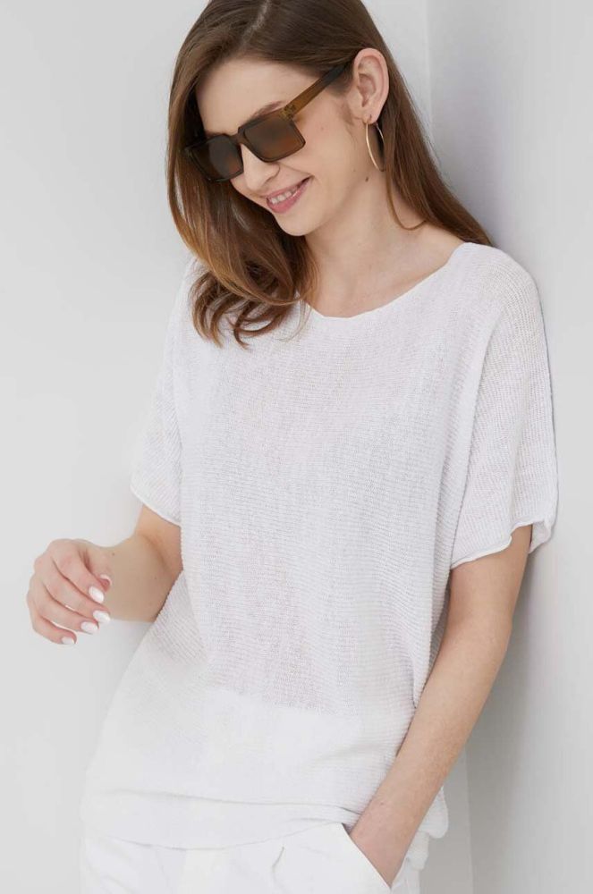 Льняний светр Dkny колір білий легкий (3133082)