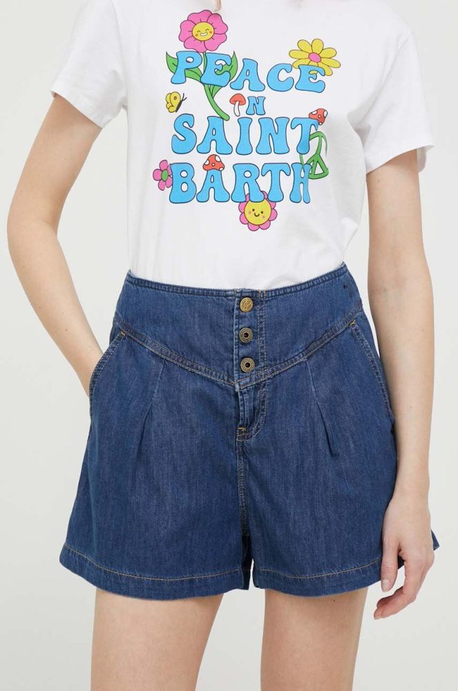Джинсові шорти Pepe Jeans Stella жіночі колір синій однотонні висока посадка