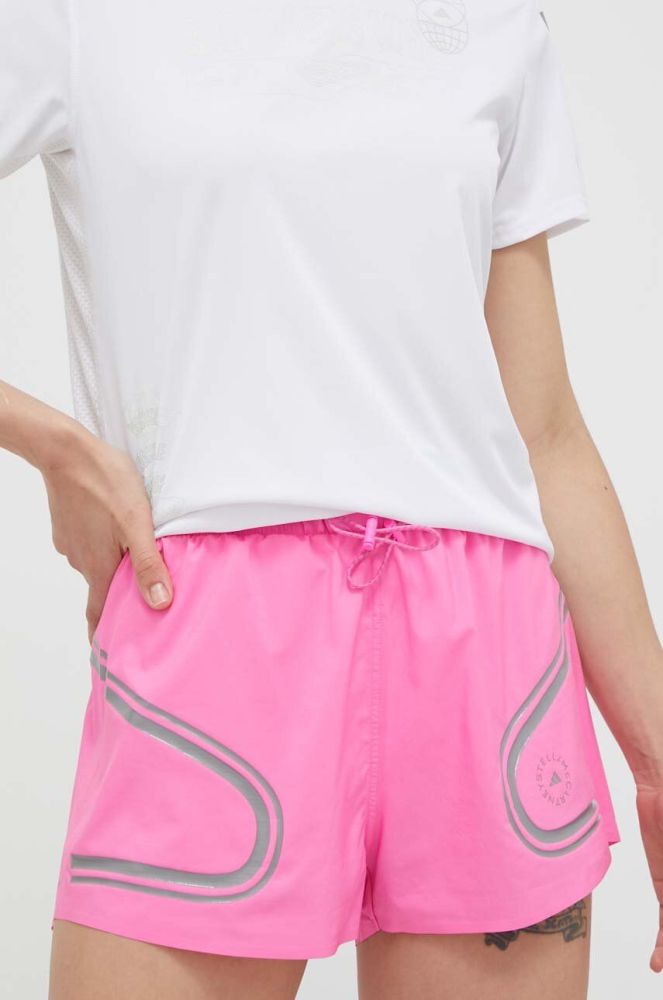 Шорти для бігу adidas by Stella McCartney TruePace колір рожевий з принтом висока посадка