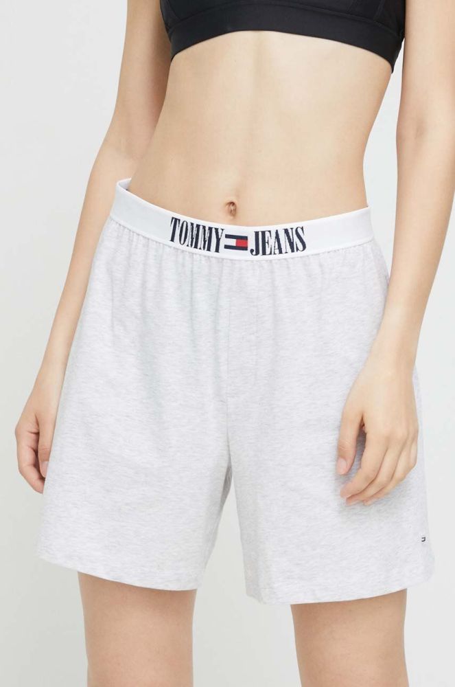 Шорти лаунж Tommy Jeans колір сірий меланж висока посадка