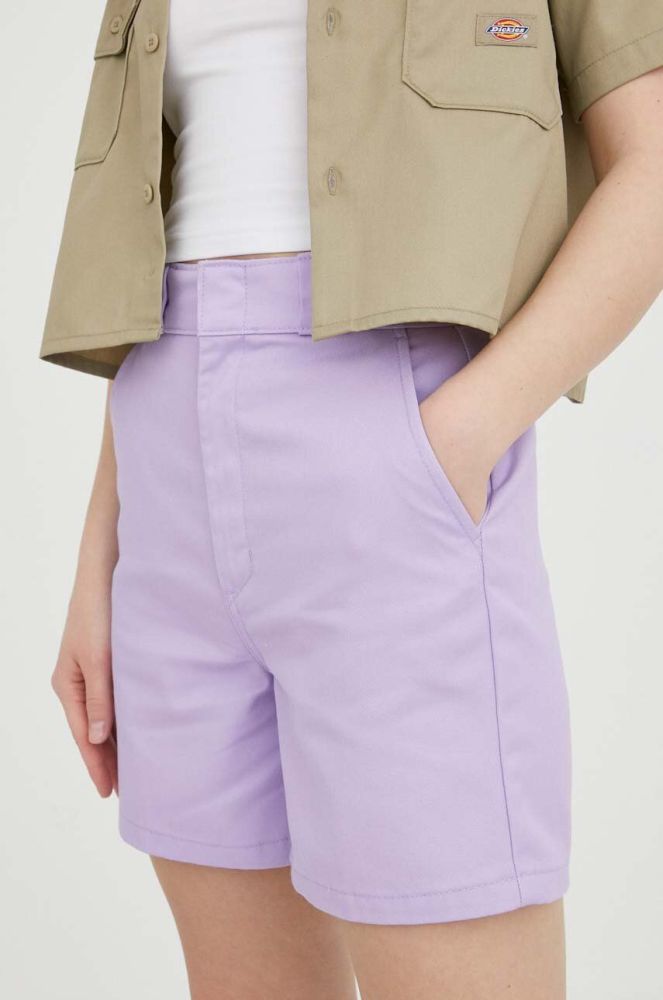Шорти Dickies жіночі колір фіолетовий однотонні висока посадка