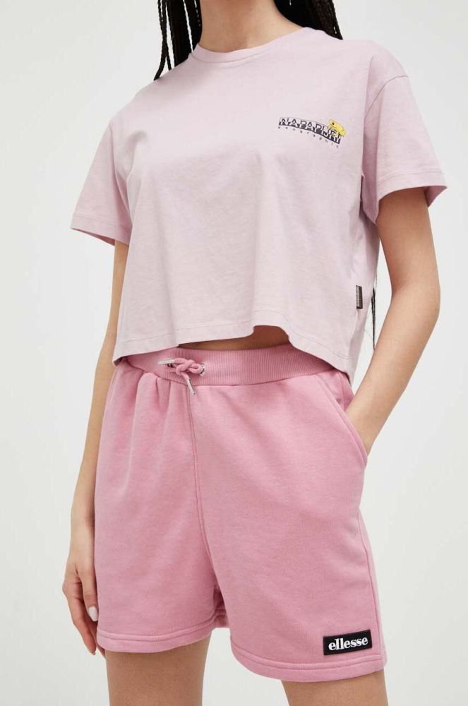 Шорти Ellesse жіночі колір рожевий з аплікацією висока посадка