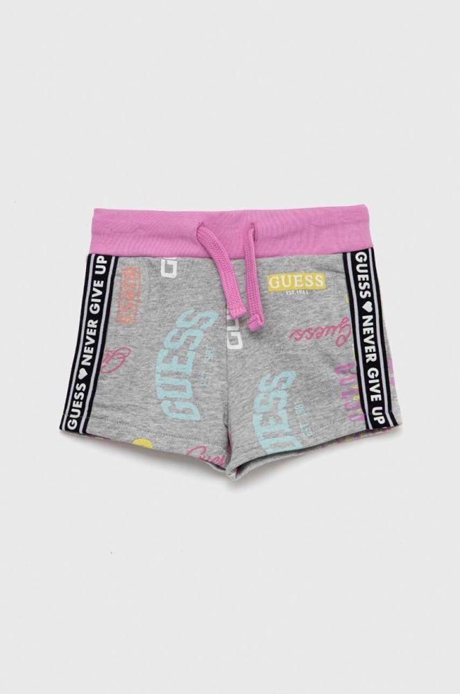 Дитячі шорти Guess колір сірий візерунок регульована талія
