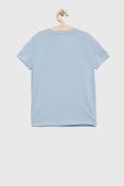 Дитяча бавовняна футболка Guess з принтом колір блакитний (2898263)