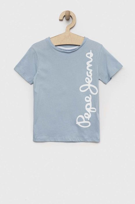 Дитяча бавовняна футболка Pepe Jeans з принтом колір блакитний (3075358)