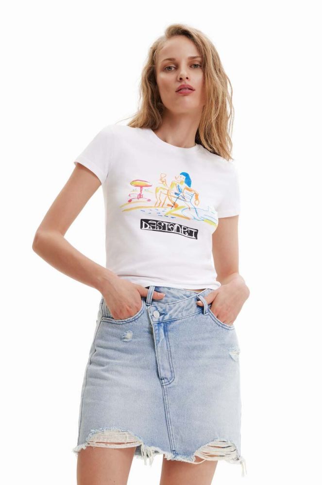Бавовняна футболка Desigual колір білий (3141345)