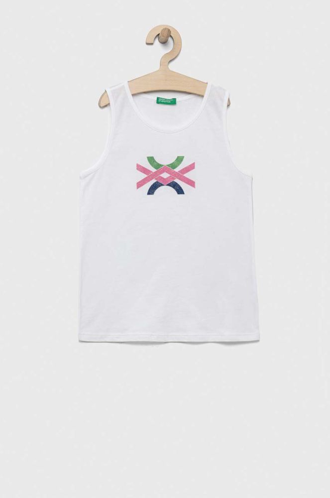 Дитячий бавовняний топ United Colors of Benetton колір білий (3275723)