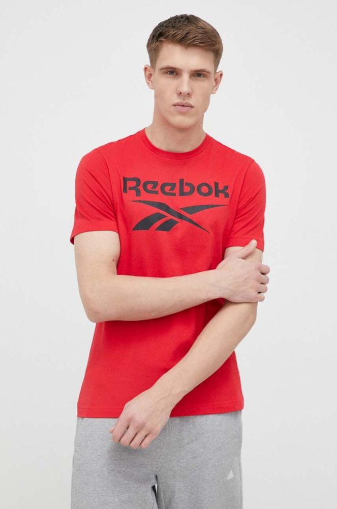 Бавовняна футболка Reebok колір червоний з принтом