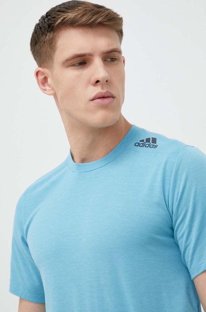 Тренувальна футболка adidas Performance Designed for Training однотонна колір блакитний