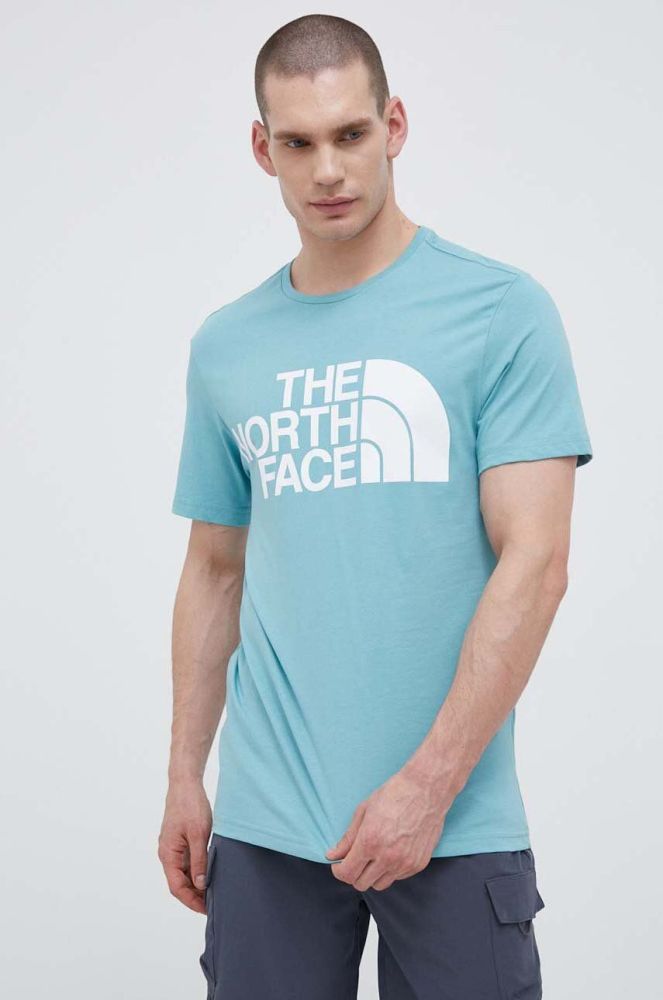 Бавовняна футболка The North Face з принтом колір блакитний (3222615)